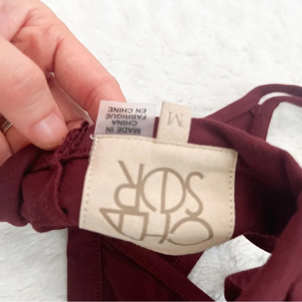 NWT- CHASER Active Criss Cross Bralette Burgundy